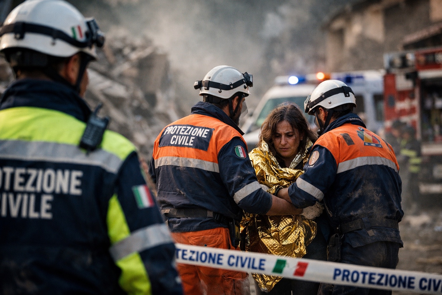 Squadra di Protezione Civile in azione